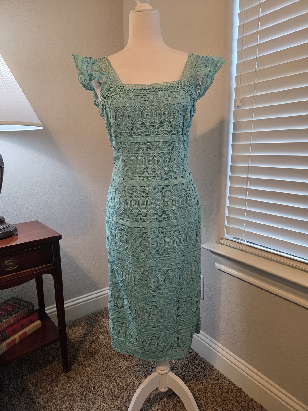 ANTONIO MELANI Sage Green Crochet Lace Camisole
